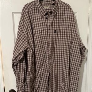 Izod Men's Plaid Shirt - Brown and White